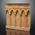 Gothic Style Carved Stone Structure With Arched Openings And Decorative Columns 3d model