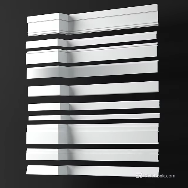 Elegant White Layered Gypsum Molding with Smooth Surface for Wall Corner 3d model 