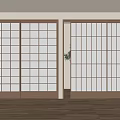 Japanese-style sliding door 3d model