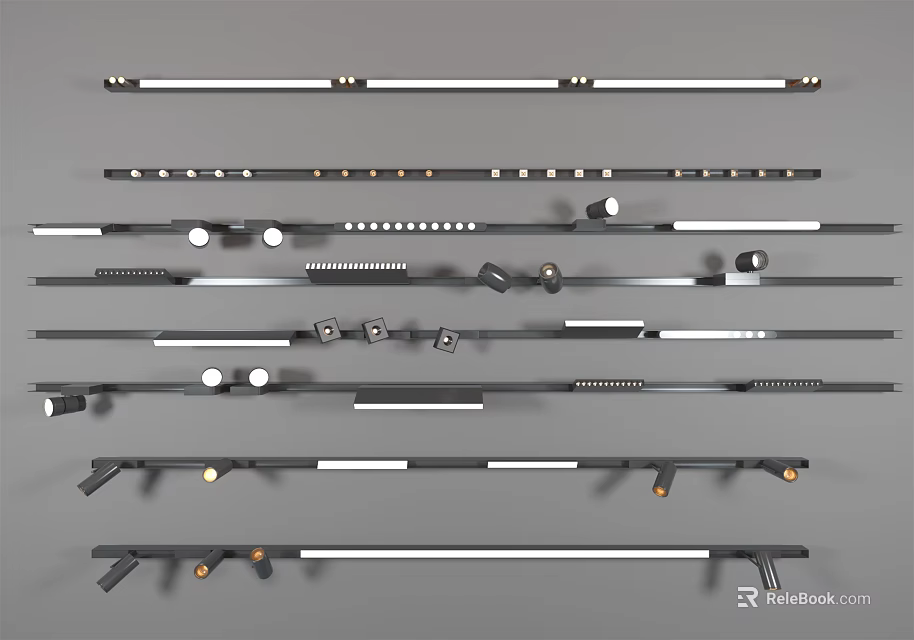 Modern Recessed and Track Lighting Fixtures with Various Styles and Metal Finishes for Home Lighting 3d model 