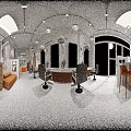 Modern Hair and Beauty Salon Interior with Styling Chairs Mirrors and Pendant Lights