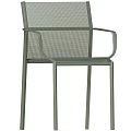 Modern Outdoor Leisure Chair With Metal Frame Mesh Seat Back And Armrests