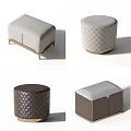 Modern Ottoman Designs With Quilted Leather Fabric And Metal Legs For Home Decor