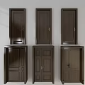 Dark Brown Wooden Double Doors with Smaller Panels Featuring Different Design Elements for Interior Decoration 3d model
