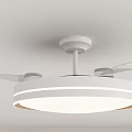 Modern Ceiling Fan Light With White Circular Design And Quiet Blades 3d model