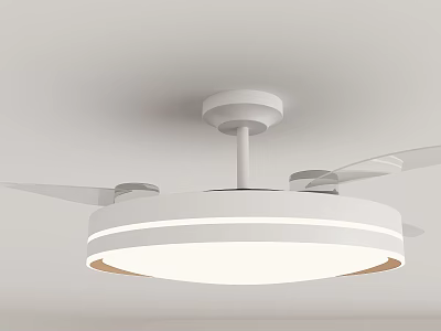 Modern Ceiling Fan Light With White Circular Design And Quiet Blades 3d model