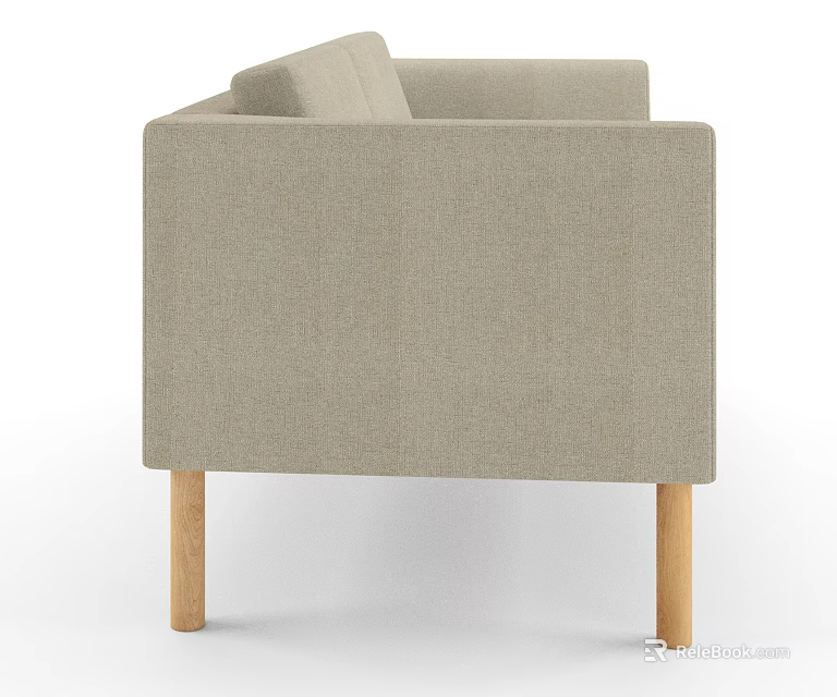 Light Gray Fabric Two Seater Sofa With Wooden Legs And Modern Minimalist Design 3d model 
