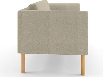 Light Gray Fabric Two Seater Sofa With Wooden Legs And Modern Minimalist Design 3d model
