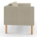 Light Gray Fabric Two Seater Sofa With Wooden Legs And Modern Minimalist Design