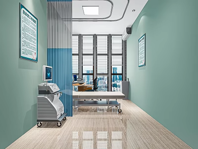 Clean Bright Hospital Outpatient Clinic Interior With Medical Equipment And Examination Table 3d model