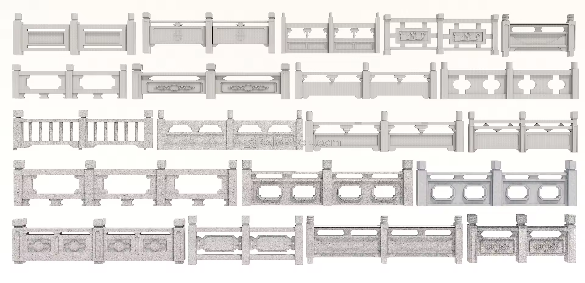 New Chinese Guardrail Stone Railing Stone Railing Stone Railing Stone Railing Stone Railing Marble Railing Fence 3d model