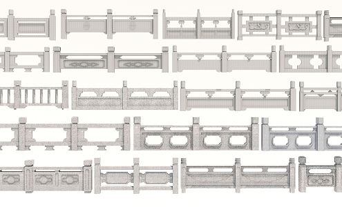 New Chinese Guardrail Stone Railing Stone Railing Stone Railing Stone Railing Stone Railing Marble Railing Fence 3d model