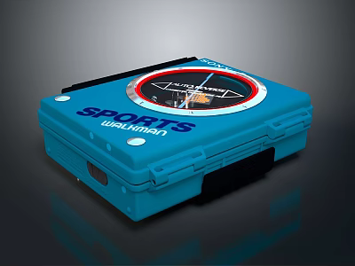 Blue Sports Walkman Case With Circular Dial Display And Branding 3d model