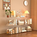 White Bookshelf with Multiple Compartments Organizing Books Storage Boxes and Decorative Items 3d model