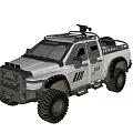 Modified Off Road Truck With UCS Logo Roof Equipment Large Tires Silver White Body Grille