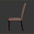 Striped Upholstered Chair With Diamond Pattern Backrest And Seat On Wooden Legs