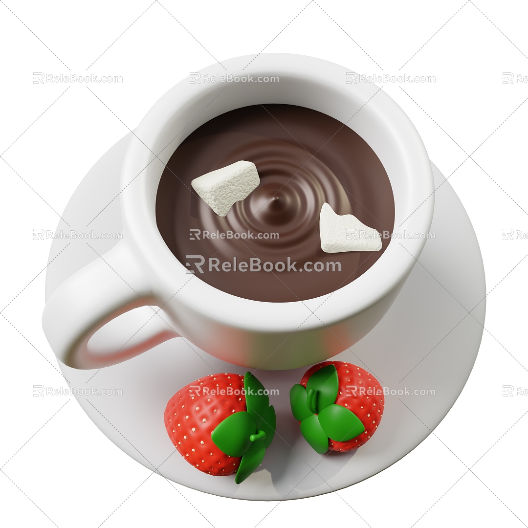 Modern Coffee Strawberry Cartoon Coffee Cartoon Strawberry 3d model