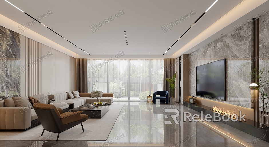 Modern minimalist living room model