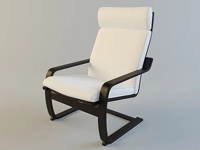 Modern Leisure Chair With White Cushion Backrest And Black Wooden Frame Design 3d model