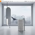 Modern Bathroom With Terrazzo Washbasin Oval Mirror Sleek Faucet And Whale Iceberg View