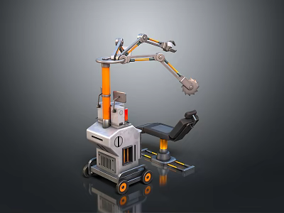Medical Robotic Arm With Mobile Base And Surgical Chair For Patient Care 3d model