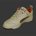 PUMA White Low Top Casual Sports Shoes With Black Stripes And Red Lining