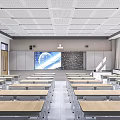 modern classroom desk platform blackboard desks and chairs 3d model