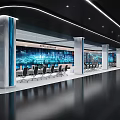 Modern Monitoring Room Interior Design With Multiple Digital Screens And Control Consoles