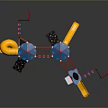 Playground Building Components Including Yellow Slides Blue Towers And Climbing Nets