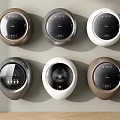 Modern Wall Mounted Washing Machines With Various Colors And Round Digital Control Panels