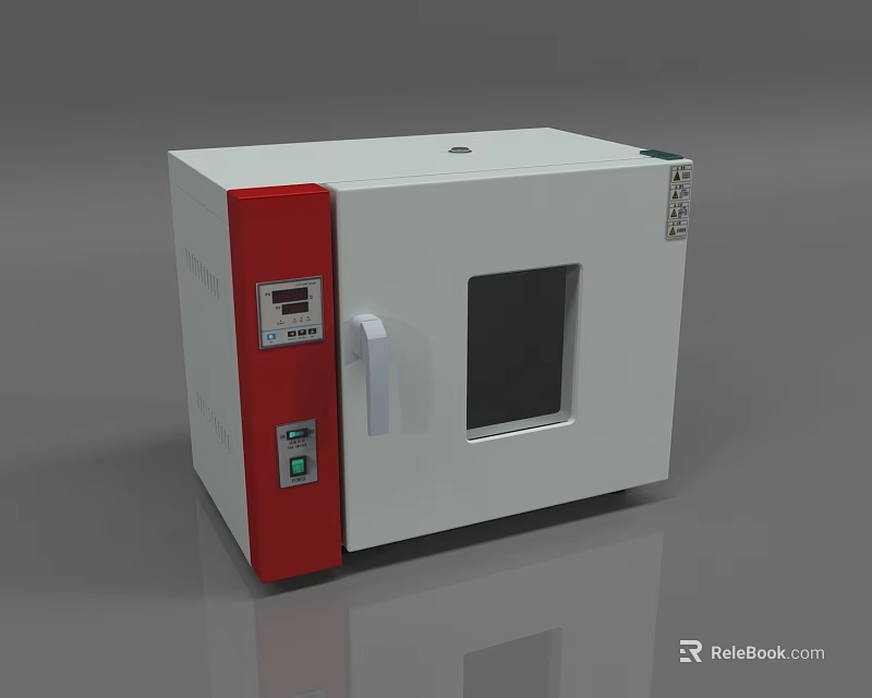 Industrial Equipment With White Body Red Front Panel Observation Window And Digital Control Panel 3d model 