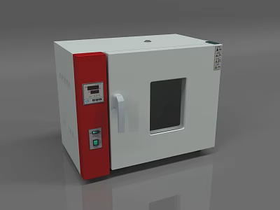 Industrial Equipment With White Body Red Front Panel Observation Window And Digital Control Panel 3d model