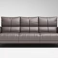 Modern Leather Three-Seater Sofa With Sleek Design And Metal Legs For Living Room