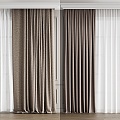 Modern Home Curtain Combination Cream Curtain Milk Tea Curtain Fabric Curtain Curtain 3d model