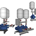 Industrial Equipment With Multiple Pumps White Water Tanks Blue Motors And Piping Systems
