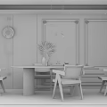 Nordic Dining Table and Chair Combination 3d model