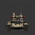 Modern Military Tank with Sand Colored Armor Tracks Turret and Weapon System