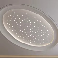 Modern Circular Ceiling Design With Starry Recessed Lights And LED Strip Lighting 3d model