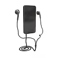 Black Portable MP3 Player With Wired Earphones And Clear Screen Display For Music Entertainment