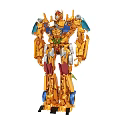Detailed Golden Blue Transformers Action Figure With Mechanical Joints And Wheels