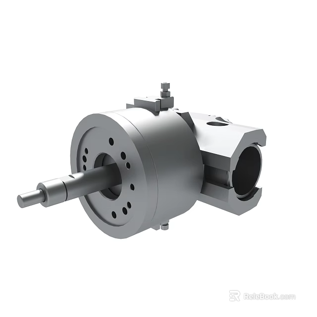 Precision Metal Mechanical Part Featuring Circular Structure Holes And Cylindrical Connecting Shaft 3d model 