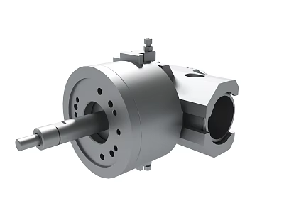 Precision Metal Mechanical Part Featuring Circular Structure Holes And Cylindrical Connecting Shaft 3d model