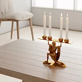Elegant Golden Human Figure Candle Holder With White Candles For Table Decor