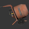 Orange Heavy Duty Cement Mixer With Black Wheels Stand And Powerful Industrial Motor