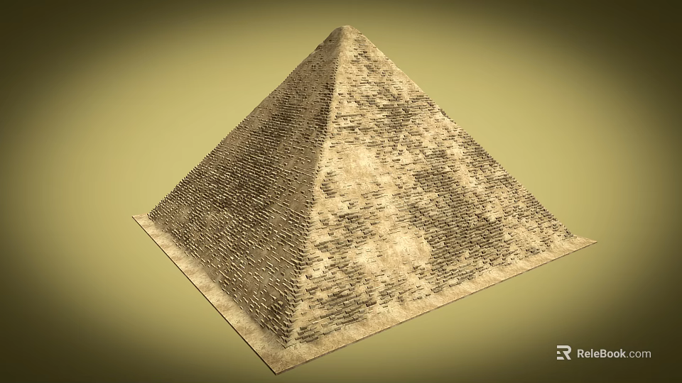 Ancient Egyptian Pyramid with Stone Blocks Textured Surface Square Base and Sandy Exterior 3d model 
