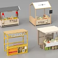 Modern Commercial Equipment Retail Booths With Various Designs Display Shelves And Awnings