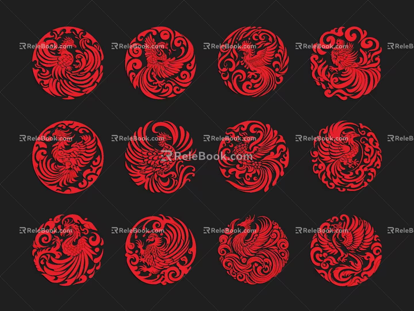 Phoenix National Tide Phoenix Elements Classical Phoenix Undead Bird King of Birds Firebird Color Phoenix Yu Pei Phoenix Tattoo Phoenix Decoration 3d model