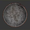 Rusted Red And Blue Oil Drum With Distressed Paint Surface Appearance