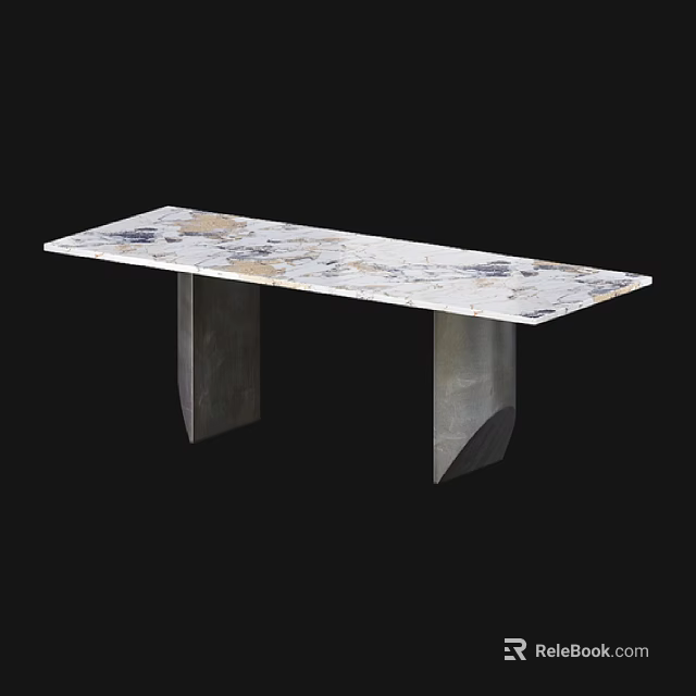Modern Side Table With Marble Patterned Surface And Geometric Metal Legs 3d model 