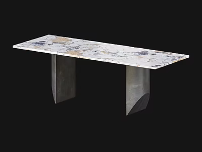 Modern Side Table With Marble Patterned Surface And Geometric Metal Legs 3d model